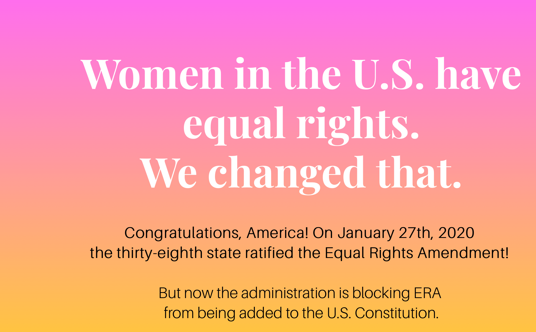 Senators have taken an oath to protect the Constitution and must demand publication of ERA. Call your Senator today